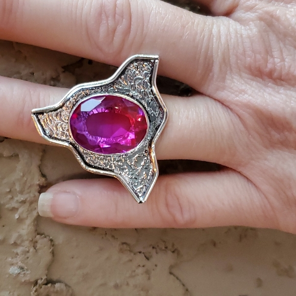 New Unique Bi-Color Tourmaline 925 Silver Ring. - Picture 6 of 16